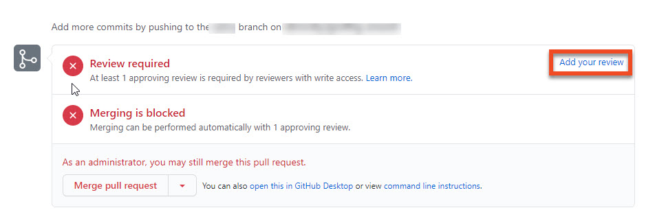 The Add your review option on GitHub