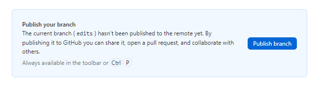 The Publish branch button