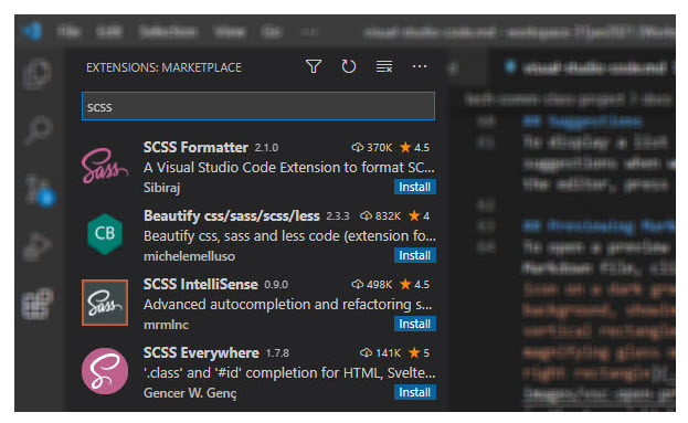 Installing Visual Studio Code extensions